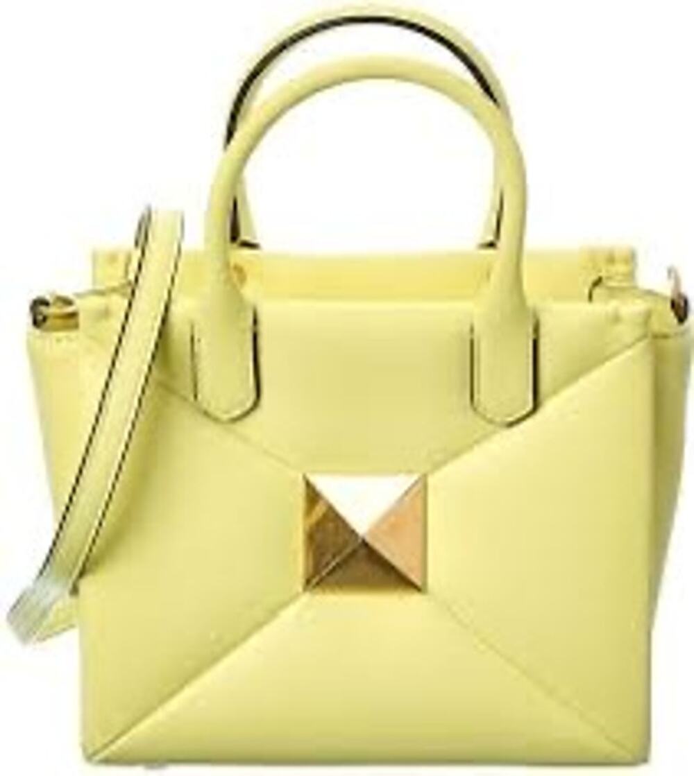 VALENTINO GARAVANI yellow one stud small leather tote retail $2900 NWT